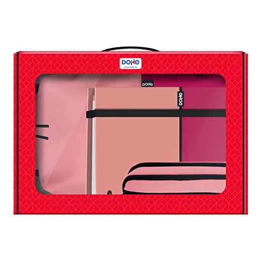 Dohe - Pack Material Escolar - Mochila Ergonómica 17 Litros, Carpeta A4 de anillas con 100 Hojas y Estuche Portatodo Triple - Material escolar - Color Rosa - DUO