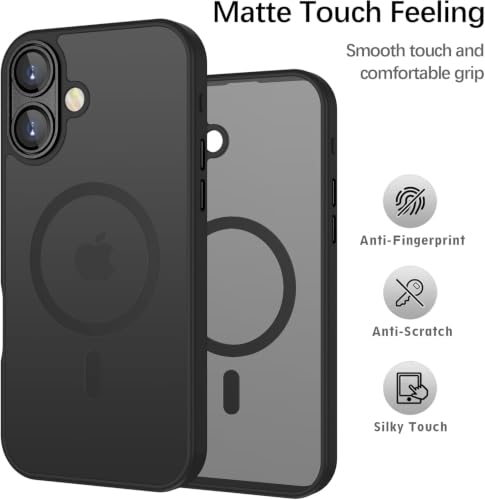 Image of Elzzi Magnetic for magsafe - iPhone 16 Case, [Compatible with Magsafe] [Translucent Matte] Shockproof Protective Phone Case for Men & Women (Navy Blue)