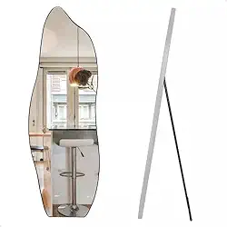 Espelho Decorativo Orgânico Flame 150x50 Com Suporte De Chão Para Sala Quarto Ou Closet (Gelo)