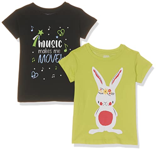 Image of Amazon Brand - Jam & Honey Girls 100% Cotton Printed Half Sleeves Regular Fit T-Shirt (Pack of 2)