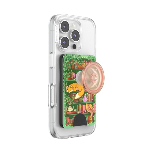 Image of PopSockets Phone Wallet for MagSafe, Phone Card Holder with Grip, Bookish - Stored Shelves