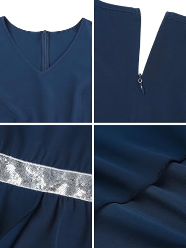 ZNU Women Plus Size Chiffon Evening Gown Sequins Dress, Elegant Formal Party Cocktail Dresses for Weddings Guest2