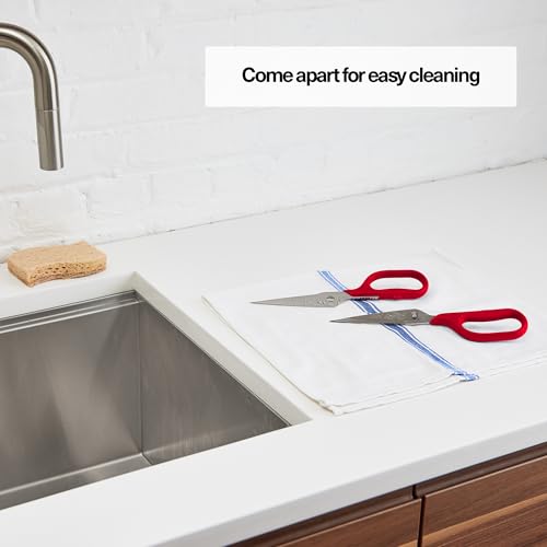 Image of Misen Heavy Duty Kitchen Shears - Stainless Steel, Versatile and Easy Clean Scissors for Meat, Herbs and Veggies - Ambidextrous Comfort Handle - Professional Grade - Red