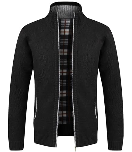 GLESTORE Strickjacke Herren Trachtenjacke Cardigan Fleecejacke...