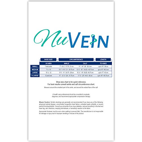 Image of NuVein Men's Compression Socks, 15-20 mmHg Support, Dress Trouser Style, Over Calf Knee High, White, X-Large
