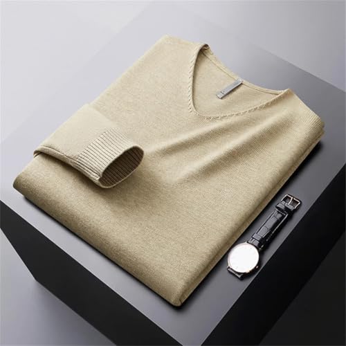 Men's Autumn Winter Vcollar Sweater Stretch Warm Cold-Resistant Top Fashion Casual Solid Color All-Matching Sweater3