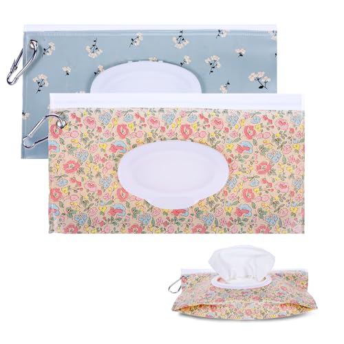 2 Pack Baby Wipe Container with Hook, Portable Refillable Wipe Ho...