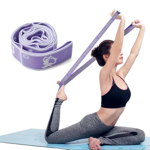 バレエストレッチバンド 12段階 調整できる ヨガストレッチストラップ 開脚ストレッチバンド 腰のストレッチバンド ヨガ/ダンス/体操/バレエ/テコンドーなど器具 運動 筋肉強化 ピラティス 健康 ダイエット 男女兼用（パープル）のサムネイル