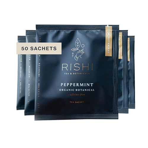 Rishi Tea Peppermint Herbal Tea - Organic, Caffeine Free Sachet B...