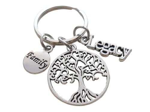 Family Tree Keychain with Circle Family Charm & Legacy Charm,