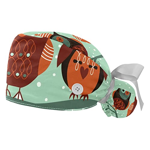 Casquettes de travail JDEZ avec hiboux d'hiver : calot chirurgical réglable pour bloc et cuisine