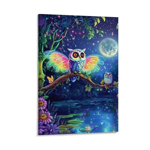 Peinture sur toile chouette avec impression haute définition chic 40x60 cm