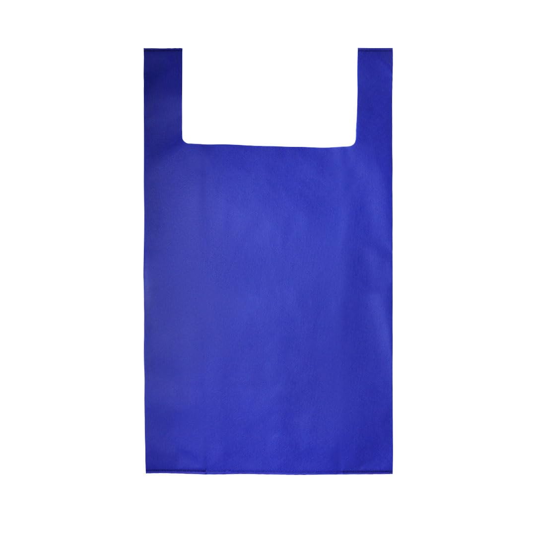 Reusable Non-Woven Fabric Bags with T-Shirt Handles – 15"x7"x28"Grocery Bags with Side Gussets, Expandable Merchandise Bags- Bulk Pack Multipurpose