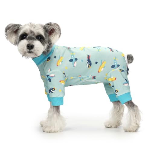 Image of Dog Recovery Suit Female Male Small Medium Dogs,Dog Surgical Recovery Suite Bodysuit After Surgery Puppy Cat Long Sleeve Onesies Bodysuit After Surgery Wound Protective (Blue Plane, M)