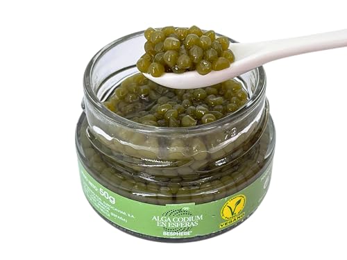 BESPHERE Caviale Vegano di Alghe - Perle Gourmet di Alga Codium 50 g - Sfere Raffinate con Sapore Intenso di Alghe e Balani - Ideali per Sushi, Antipasti e Gastronomia Creativa