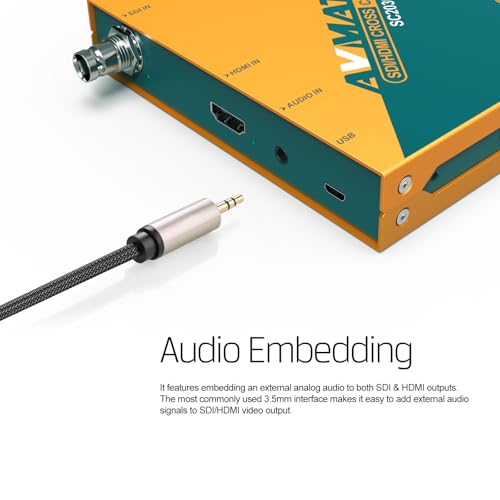 Image of AVMATRIX SDI /HDMI Up /Down /Cross Converter, DlP Switches, SD /HD /3G-SDI Scaling Frame Rate Conversion Scaler, 3.5mm Jack Audio Embedding, Auto Signal Detection SC2030