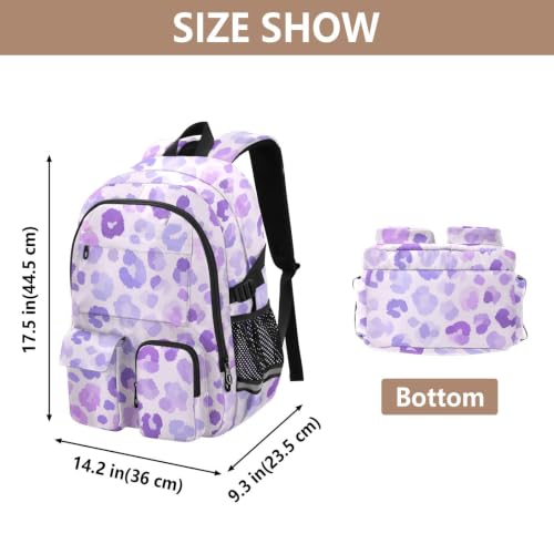 Mochila de viaje morada para laptop de 17.5 pulgadas con lunares 3