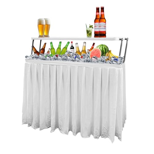 GUAGUA Ice Cooler Table,Portable Bar Table with Drain,Foldable,White | Built-in drain for patios, pool parties, BBQs, weddings and outdoor Parties drink stations; folds for storage and transport.
