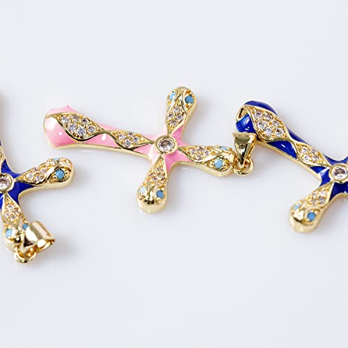 4Pcs Enamel Charms For Jewelry Making, Bling Charms Pendants With Cubic Zirconia For Bracelet, Necklace, Earrings Diy Crafts. (Cross) #TOP4