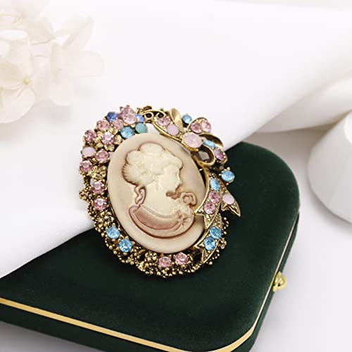 Image of lureme Vintage Elegant Victorian Lady Beauty Cameo with Crystal Brooch Pin (br000017)