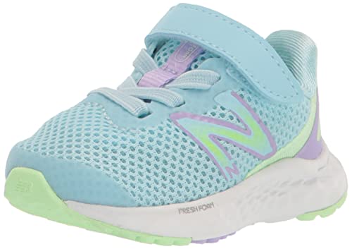 New Balance Baby Fresh Foam Arishi V4 Hook and Loop Running Shoe, Blue/Green Aura/Lilac Glo, 2 X-Wide US Unisex Infant