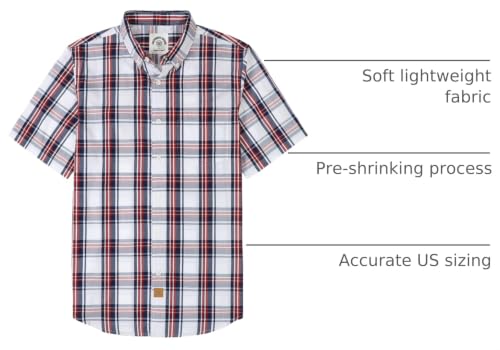 Image of Dubinik Mens Short Sleeve Button Down Shirts Soft Breathable Summer Vintage Regular Fit Lightweight Men's Casual Shirt