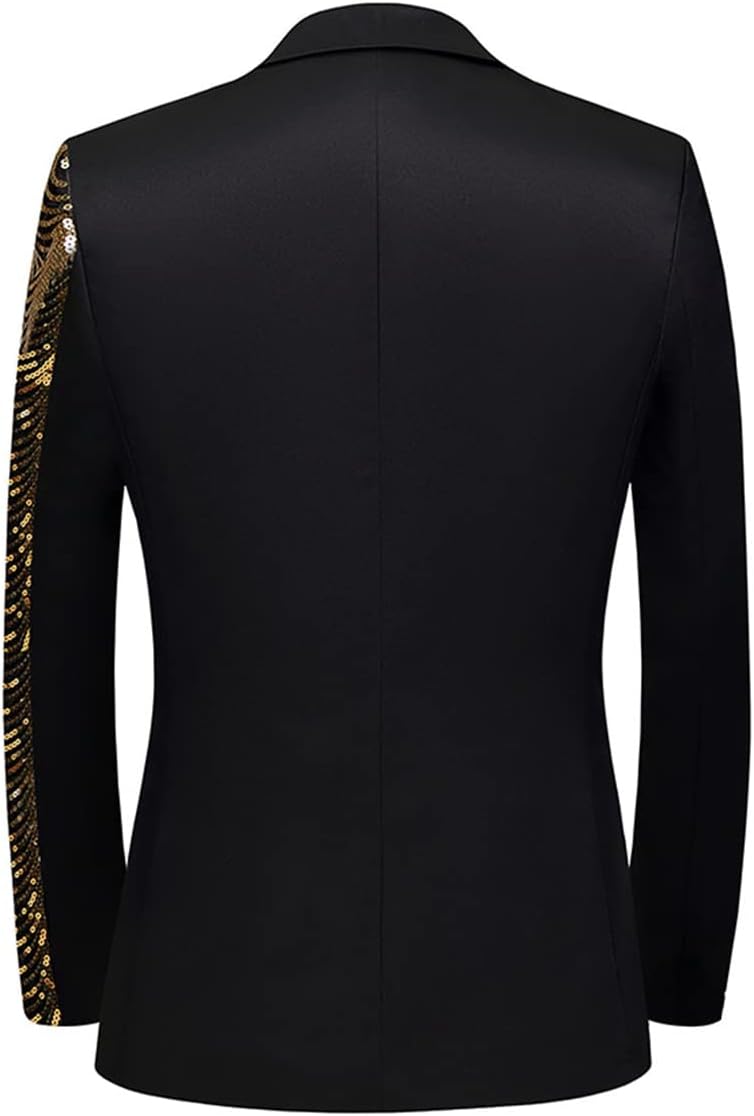 Men Black Sequin Shiny Prom Suit Jacket One Button Slim Fit Sport Coats and Blazers Tuxedo for Wedding Banquet - Image 2