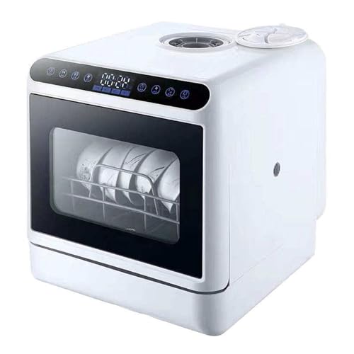 Mini lavavajillas portátil con 4 programas y secado automático, tanque de agua integrado de 5 litros, ideal para espacios pequeños en hogares, apartamentos y dormitorios