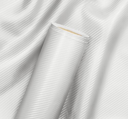 Vinyle blanc Vvivid fibre de carbone aspect simili cuir pour sellerie marine 45cm x 137cm