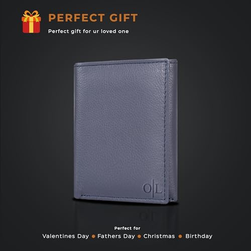 Image of Tri fold Leather Wallet for Men with RFID | Slim Wallets for Men with 1 ID and 6 Credit card slots | Front Pocket Minimalist