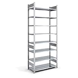 hofe Akten-Steckregal, verzinkt - Regalhöhe 2700 mm, doppelseitig - Grundregal, BxT 1000 x 600 mm - Akten-Steckregal Akten-Steckregale Aktenordnerregal Aktenregal Aktensteckregal Aktensteckregale Archivregal Fachbodenregal Ordner-Regal Ordnerregal