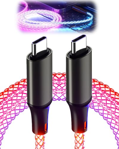 1M 6A USB C to USB C Light Up Charger Cable, 66W Flowing LED Lights Charging Cables Car Type C to C Cord for Galaxy S25/S25 Ultra/S24/S24 Ultra Huawei Xiaomi Samsung S23 Ultra Fast Charging - Image 6