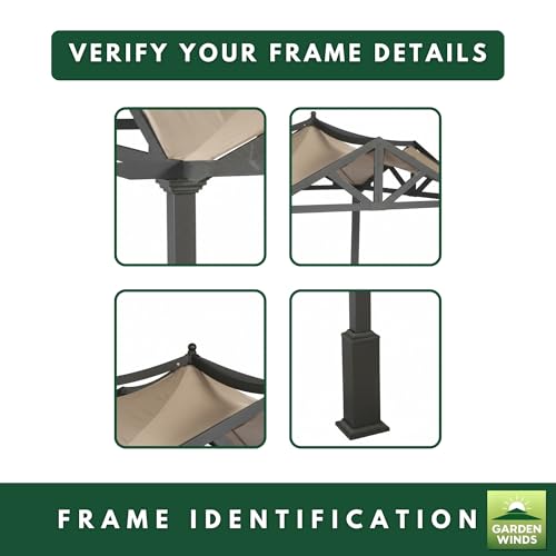 Garden Winds Durable 350 Replacement Canopy Top Compatible with Garden Treasures 10' x 10' Pergola Models GF-9A037X, GF-12S039B - Beige - Thumbnail 6