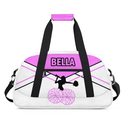 Personalized Cheer Bag Sport Duffel Bag for Girl, Custom Kids Gym Bag, Customize Travel Duffle Bag with Name, Overnight Weekender Bags,Pink Black Lines, Cheerleading Gifts35