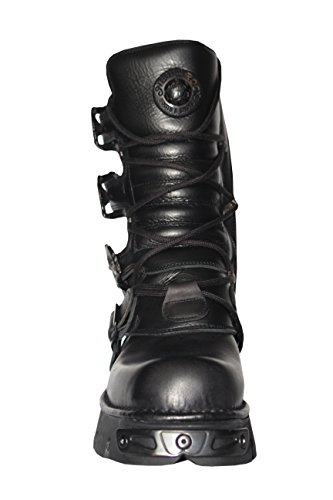 New Rock Unisex Black Leather Biker Metallic Reactor Boots - M.391-S184