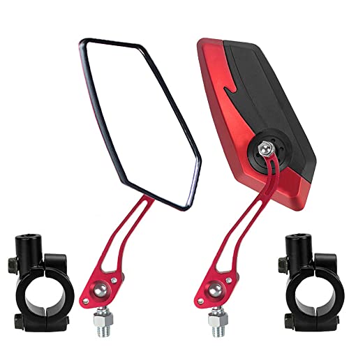ETOPARS 1 Paire 10mm 8mm Rétroviseurs de Moto Universels Rouge Rétroviseur de Guidon d'extrémité Moto Rétroviseurs Latéraux Rotation Réglable Scooter avec 7/8