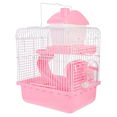 WEKAMOS ダブル ハムスターキャッスル おもちゃ 室内ペットルーム ハムスターハウス 隠れ家付き ピンク