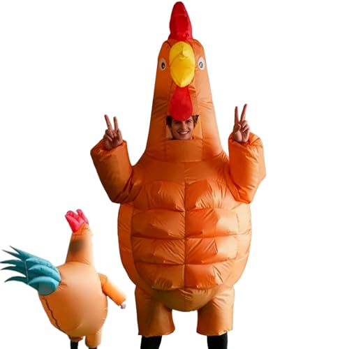 Disfraz de pollo inflable genérico, ropa de cosplay | con dibujo de músculo abdominal, disfraz de pollo, para Halloween, carnaval, fiesta de cumpleaños, festival para hombres y mujeres