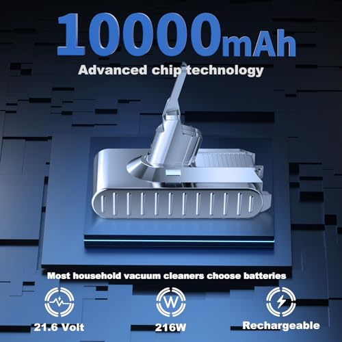 Image of Upgraded 10000mAh 21.6V Replacement for Dyson V8 Animal Battery pack 6 cell 215681 Battery 96783402 967834-05 Compatible with Dyson V8 SV10 Absolute /Motorhead /Fluffy /Animal Vacuum Cleaner with Filters