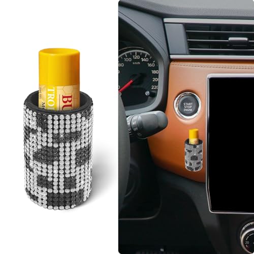 Image of Upright Car Chapstick Holder, Bling Insulating Lip Balm Holder,Rhinestone Car Accessories for Women Interior ,Suitable for Most Vehicles. (Cow)