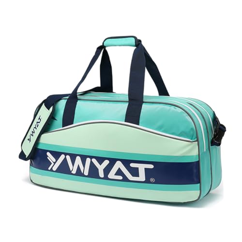 UNISTRENGH Badminton Racket Bag with Shoes Compartment, Portable Shoulder Racquet Tennis Bag for 6 Racquets, Men and Women (Cyan)