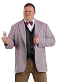 Men's Plus Size Professor Plum Costume | Jacket with Vest, Bow Tie, Glasses, and Character Card | Clue Board Game Outfit 2X