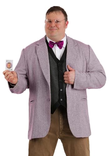Men's Plus Size Professor Plum Costume | Jacket with Vest, Bow Tie, Glasses, and Character Card | Clue Board Game Outfit 2X