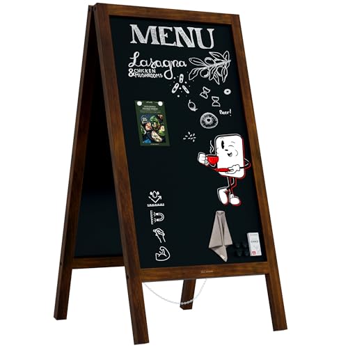 ALLboards Chevalet Stop Trottoir Exterieur avec Cadre en Bois Laqué 118x61cm, Chevalet Ardoise, Tableau publicitaire extérieur