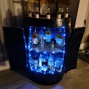 Cheeky Chicks Ltd Black Whisky Barrel Cabinet | Rustic Solid Oak Wood and with Logo | Black 2 Doors 1 Shelf