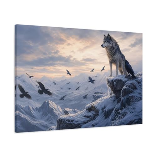 Toile loup et corbeau idéale au-dessus d'une console d'entrée
