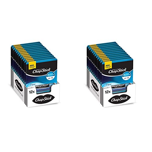 ChapStick Moisturizer Original Lip Balm Tubes, SPF 15 and Skin Protectant - 0.15 Oz (Pack of 24)