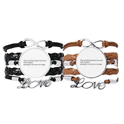 Bracelet en cuir World Kissed My Soul accessoire poésie quotidien