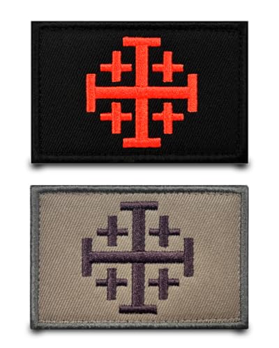 2 piezas negro y marrón caballero Templario Cruz Bandera Parche Nylon Bordado Insignia Divertido Táctico Militar Parche Aplique para Ropa Sombrero Chaqueta Mochilas Chaleco Jeans Camiseta