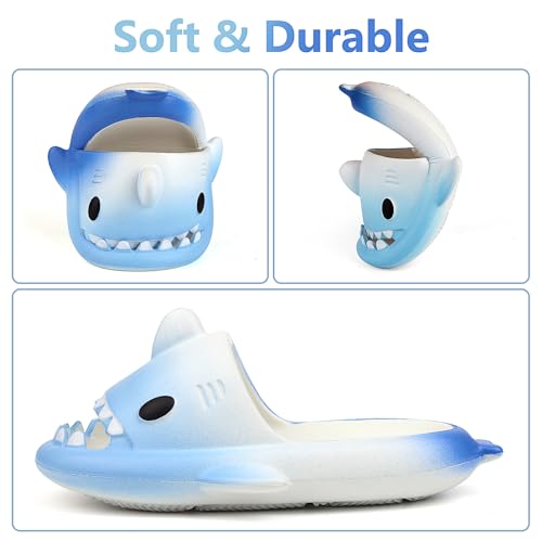 Image of Kids Shark Cloud Slides | Toddler Boys Girls Shower Slippers | Boys Girls Cute Cartoon Fish Flip Flops | Beach Pool Home Sandals | Quick Dry Non-Slip